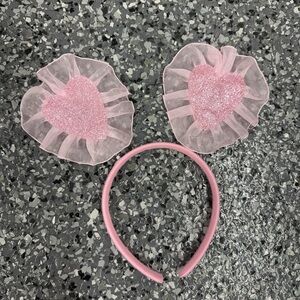 Pink Cupid Costume Heart Headband with Glitter Accents